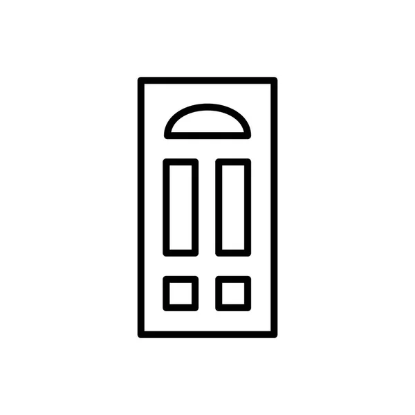 Ilustración Blanco Negro Puerta Panel Madera Cerrada Icono Línea Vectorial — Archivo Imágenes Vectoriales