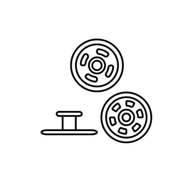 Siyah ve beyaz metal snap bağlantı elemanları Illustration. Stud kot düğmeleri. Vektör satırı simgesi. Beyaz arka plan üzerinde izole nesne