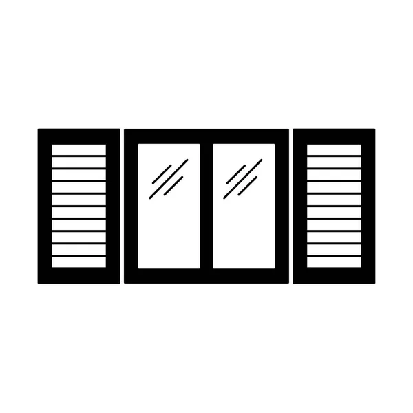 Ilustración Blanco Negro Del Obturador Ventana Viejo Vector Icono Plano — Archivo Imágenes Vectoriales