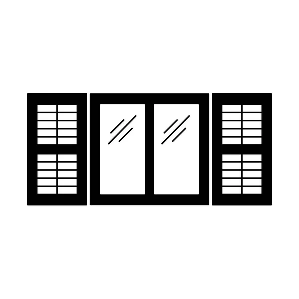 Black White Illustration Old Window Plantation Shutter Vector Flat Icon — Stock Vector