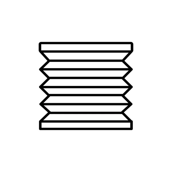 閉じたプリーツ シェード ブラインドの黒 白のベクター イラストです ウィンドウの水平カーテン ブラインドの線のアイコン 白い背景の上の孤立したオブジェクト — ストックベクタ