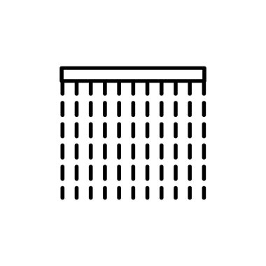 Siyah ve beyaz dize iş parçacığı perde Illustration. Vektör satırı simgesi. Beyaz arka plan üzerinde izole nesne