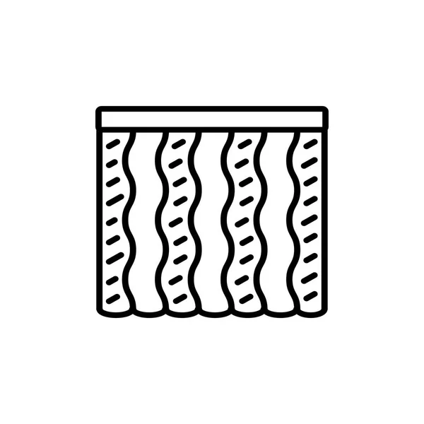 コンビ波カーテン シャッターの黒 白のベクトル イラスト ウィンドウの垂直ブラインド ブラインドの線のアイコン 白い背景の上の孤立したオブジェクト — ストックベクタ