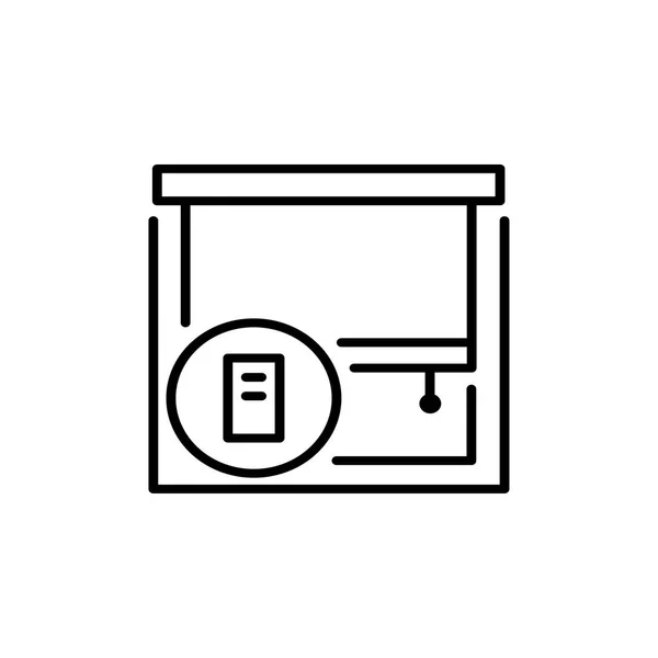 Schwarz Weiß Vektorillustration Des Rollladens Liniensymbol Der Fensterjalousie Mit Fernbedienung — Stockvektor
