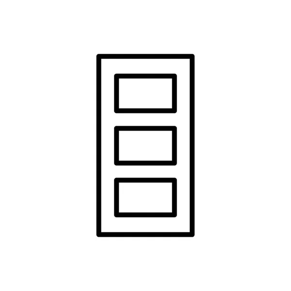 Black White Illustration Closed Wooden Panel Door Vector Line Icon — Stock Vector