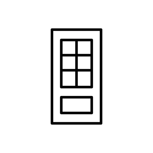 Schwarz Weiß Illustration Einer Geschlossenen Glastür Vektorzeilensymbol Isoliertes Objekt Auf — Stockvektor