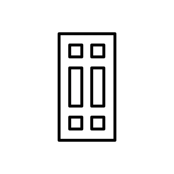 Ilustración Blanco Negro Puerta Panel Madera Cerrada Icono Línea Vectorial — Archivo Imágenes Vectoriales