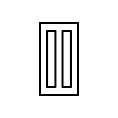 Siyah ve beyaz kapalı ahşap panel kapı Illustration. Vektör satırı simgesi. Beyaz arka plan üzerinde izole nesne