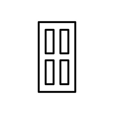 Siyah ve beyaz kapalı ahşap kapı Illustration. Vektör satır ŞA