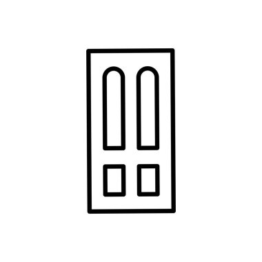 Siyah ve beyaz kapalı ahşap kapı Illustration. Vektör satır ŞA