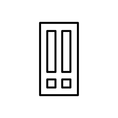 Siyah ve beyaz kapalı ahşap kapı Illustration. Vektör satır ŞA