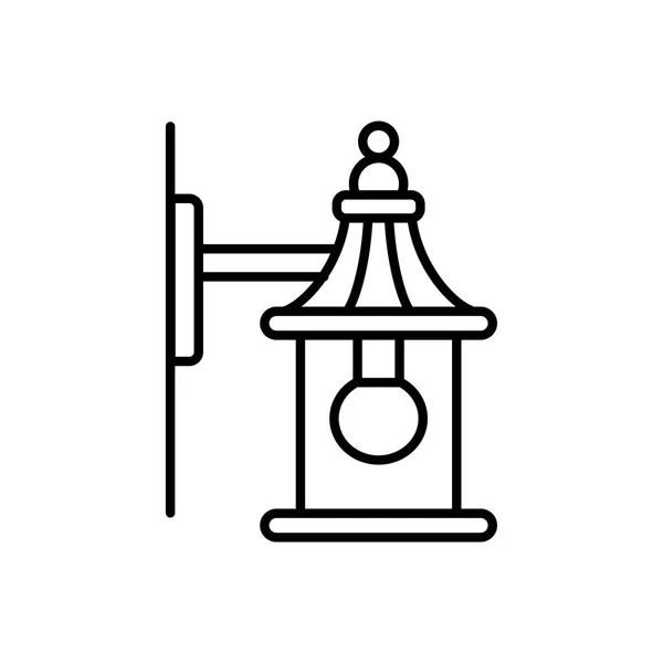 Μαύρο Λευκό Διανυσματικά Εικονογράφηση Επιτοίχιο Φωτιστικό Φανάρι Απλίκα Εικονίδιο Γραμμή — Διανυσματικό Αρχείο
