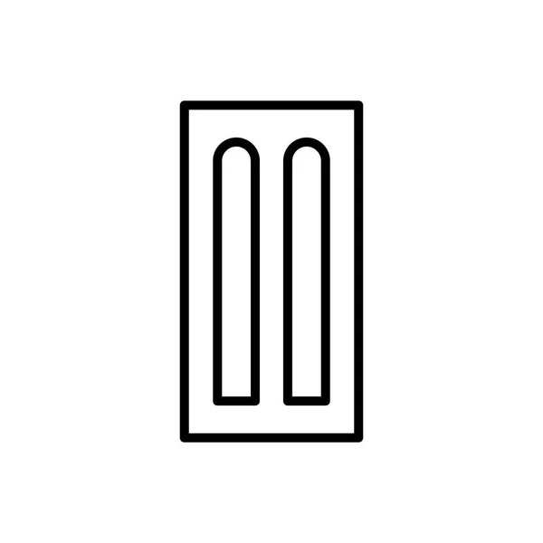 Ilustración en blanco y negro de puerta de madera cerrada. Línea vectorial ic — Vector de stock