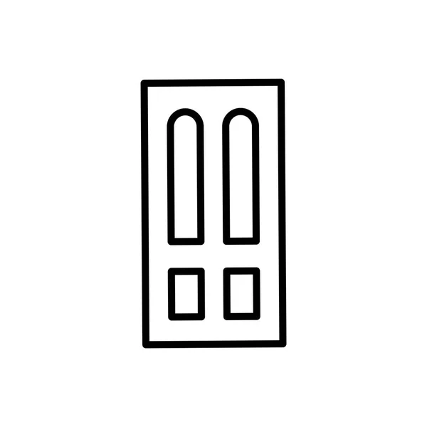 Schwarz-weiße Illustration einer geschlossenen Holztür. Vektorlinie ic — Stockvektor