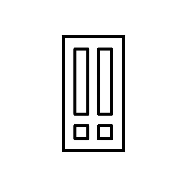 Ilustração em preto e branco da porta de madeira fechada. Linha vetorial ic — Vetor de Stock