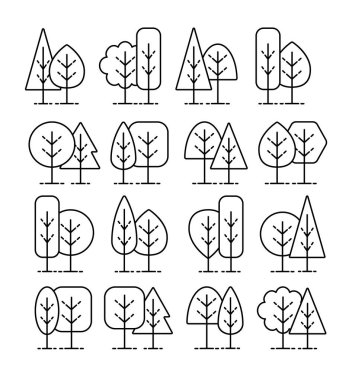 Basit geometrik ağaç sembolleri. Satırı simgesi orman bitkilerin ayarlayın. N