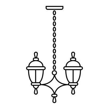 Siyah ve beyaz vektör çizim kolye lamba asılı. Satır 