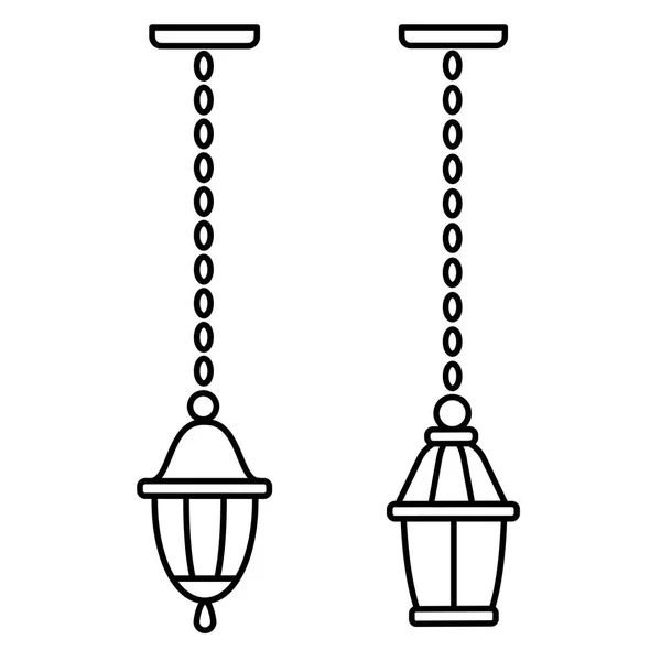 Ilustración vectorial en blanco y negro de la lámpara colgante. Línea — Archivo Imágenes Vectoriales