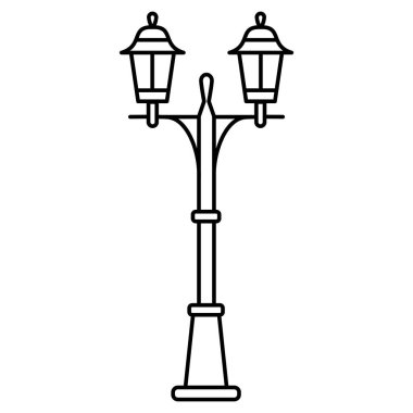 Siyah ve beyaz vektör çizim yolu geçit Bahçe lambası. L