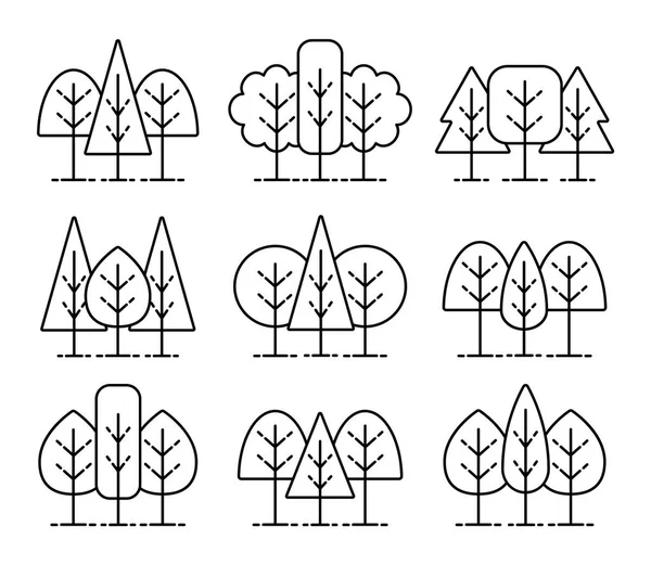 Символы простых геометрических деревьев. Набор иконок лесных растений. N — стоковый вектор