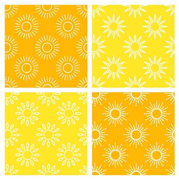 Colección de patrones de sol. Set de papel sin costura con línea sunshine ic — Archivo Imágenes Vectoriales