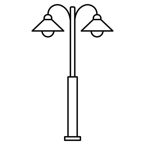 Černé & bílé vektorové ilustrace cesty chodník zahradní lampy. L — Stockový vektor