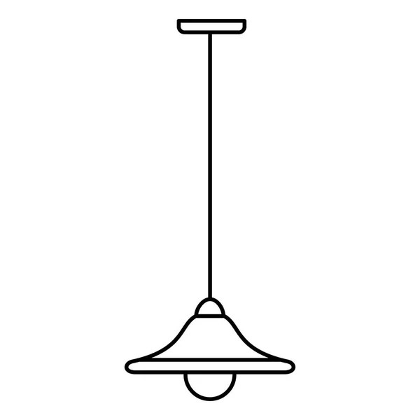 Zwarte & witte vectorillustratie van opknoping hanglamp. Lijn — Stockvector