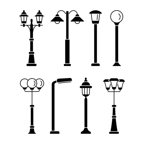 Straatverlichting. Outdoor park & tuinverlichting. Vector platte pictogram — Stockvector