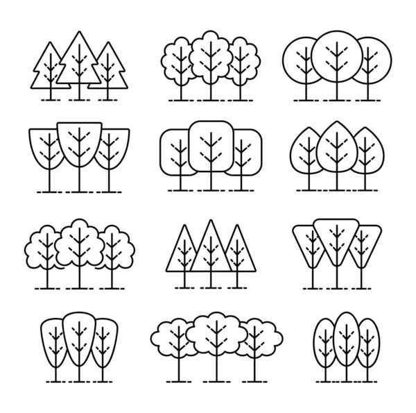 Символы простых геометрических деревьев. Набор иконок лесных растений. N — стоковый вектор