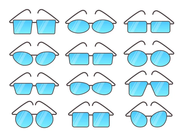 Çerçevesiz Gözlük vektör Illustration. Düz simge set readi — Stok Vektör