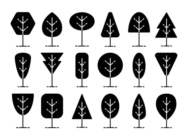 Basit geometrik ağaç sembolleri. Orman bitkilerin düz Icon set. N — Stok Vektör