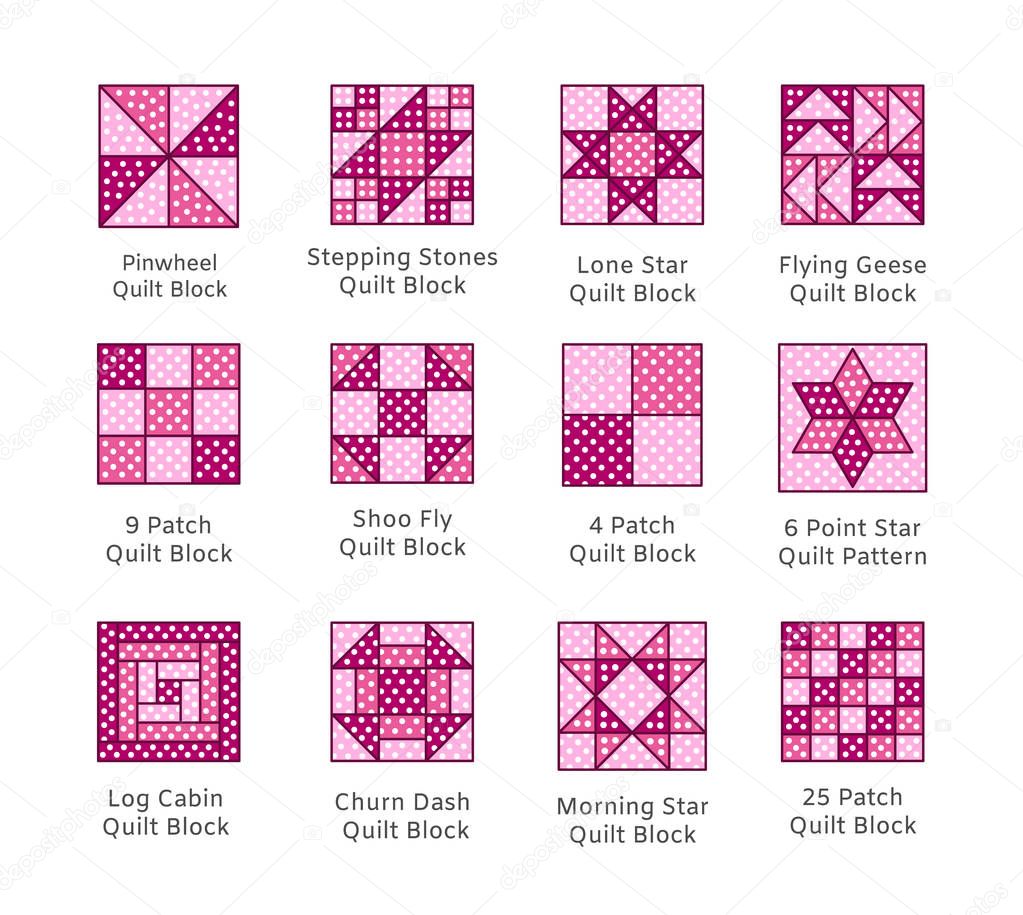 Quilt sewing pattern. Log cabin, pinwheel tiles. Quilting & patc