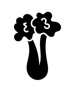 Siyah ve beyaz vektör çizimi kereviz sapı yapraklı. 