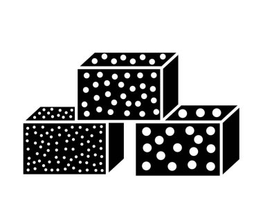 Zımpara sünger düz simgesi. Siyah ve beyaz kum illüstrasyon