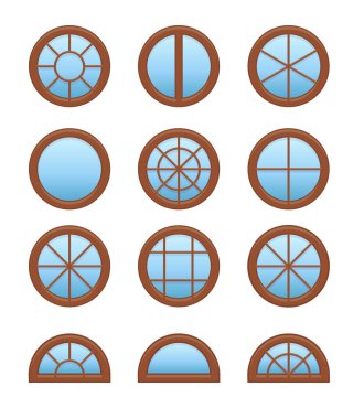 Yuvarlak & daire ahşap pencere. Casement & tente pencere çerçeveleri. F