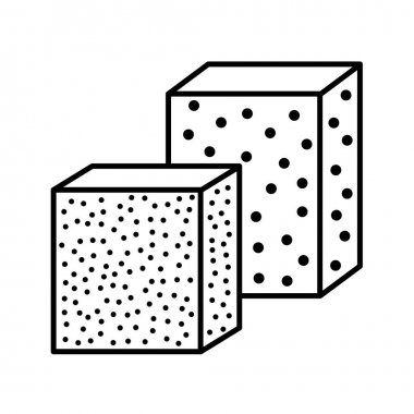 Zımpara sünger çizgi simgesi. Siyah ve beyaz kum illüstrasyon