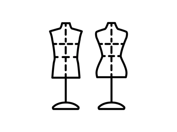 Maniquí de confección masculino y femenino con pie de base y costura mar — Archivo Imágenes Vectoriales