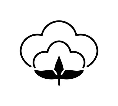 Pamuk çiçeği ve topu. Sembol, doğal Eko organik textil logosu