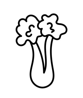 Siyah ve beyaz vektör çizimi kereviz sapı yapraklı. 