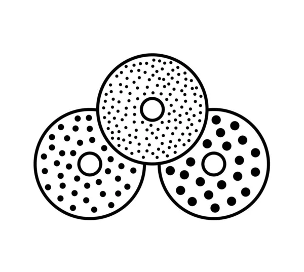 Icona della linea del disco di carta vetrata. Illustrazione in bianco e nero della levigatura — Vettoriale Stock