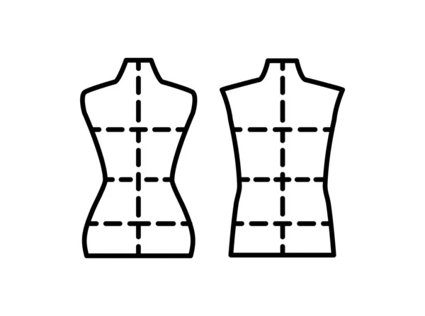 縫製マーキング付きの男性と女性のドレスメイキングマネキン。符号 o — ストックベクタ