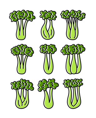 Yaprakları ile yeşil kereviz sapları Vektör illüstrasyon. Çizgi fla