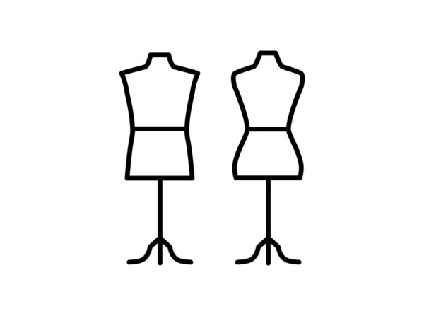 三脚ベーススタンド付き男性&女性のドレスメイキングマネキン。署名 — ストックベクタ