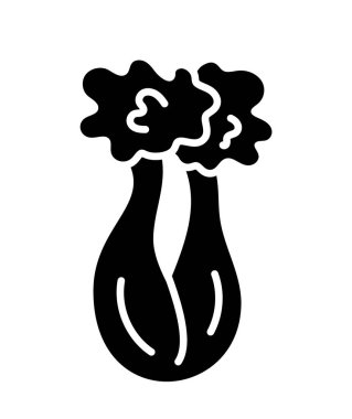 Siyah ve beyaz vektör çizimi kereviz sapı yapraklı. 