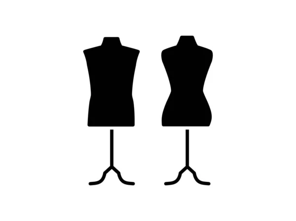 ベーススタンド付き男性&女性のドレスメイキングマネキン。タイのサイン — ストックベクタ