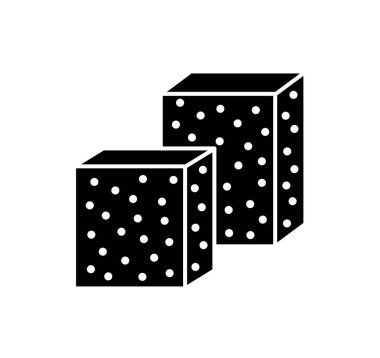 Zımpara sünger düz simgesi. Siyah ve beyaz kum illüstrasyon