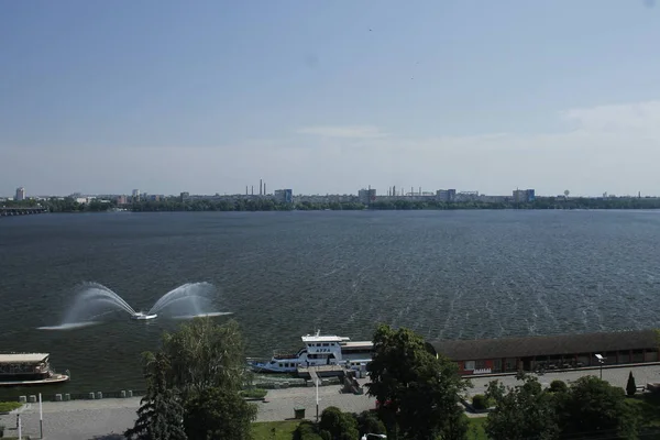 Dnipro Ucrania Junio 2018 Vista Desde Hotel Dnipropetrovsk Hasta Río — Foto de Stock