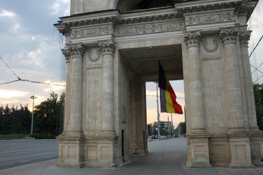 Kişinev, Moldova, 18 Ağustos 2018. Zafer Arch Chisinau şehir meydanında