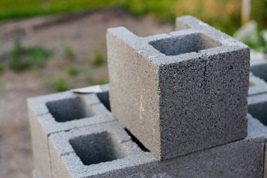 Claydite beton blok. Gri bloklar