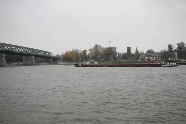 Bratislava Slovakia November 2017 Shipping Cargo Danube River — Stock Photo, Image